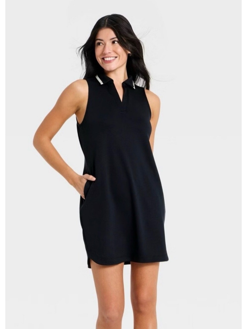 Women's Airy Sleek Collared Dress - All In Motion Jet Black